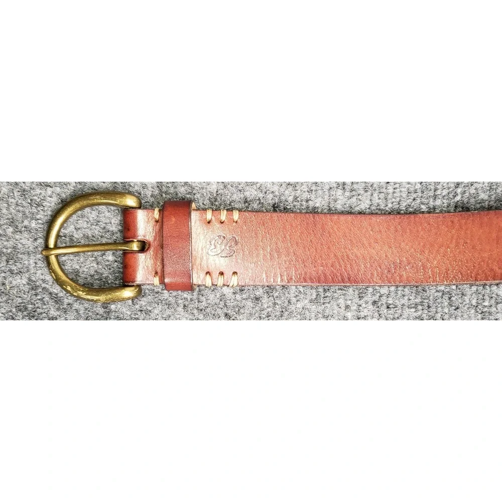 Eddie Bauer Belt Large Brown Italian Leather Made in England Vintage